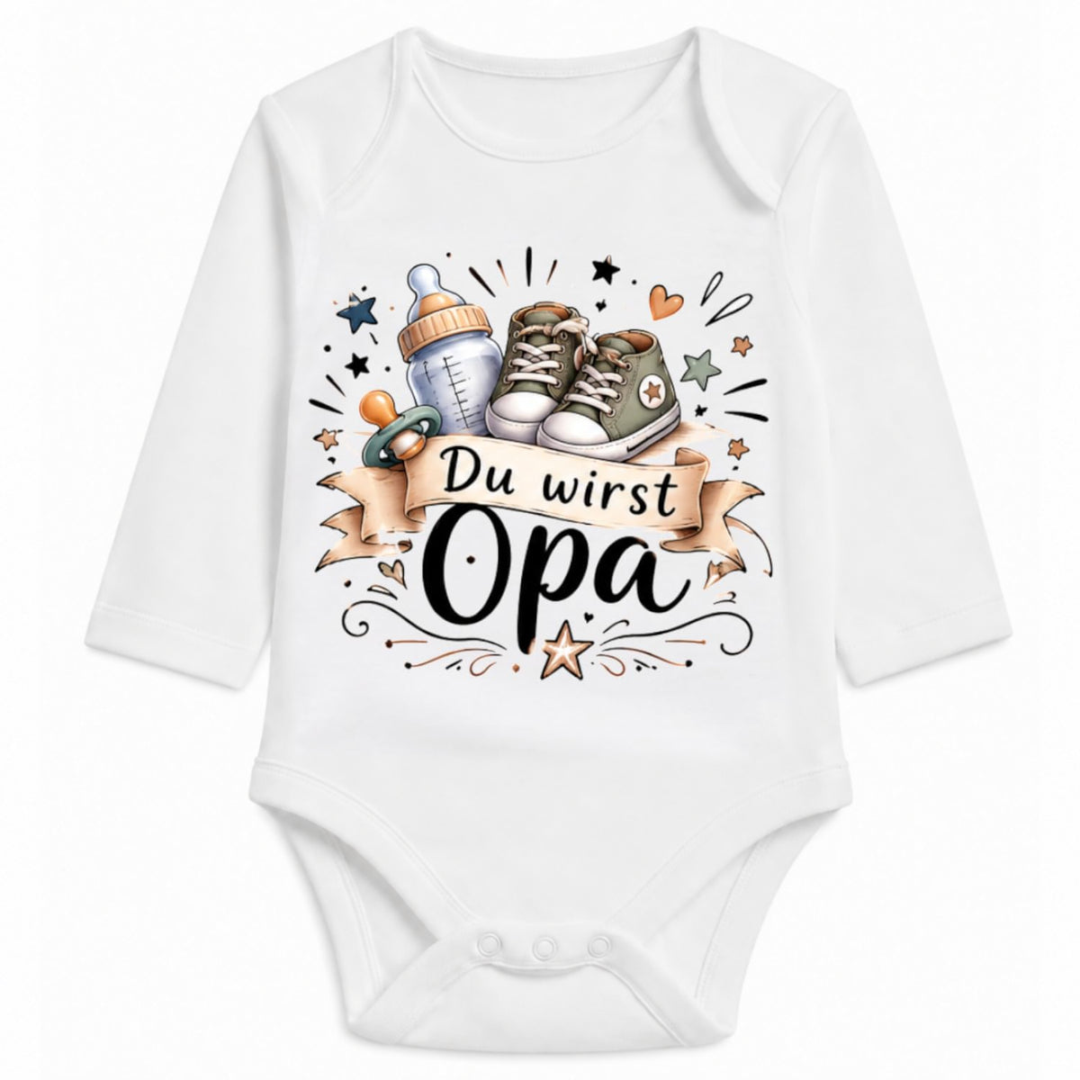 Babybody Langarm – Du wirst Opa | mit Wunschname – Personalisierungsvorschau ohne Beispielname