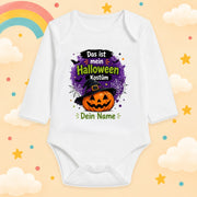 Babybody Langarm – Halloween – Kürbis | mit Wunschname – Produktansicht