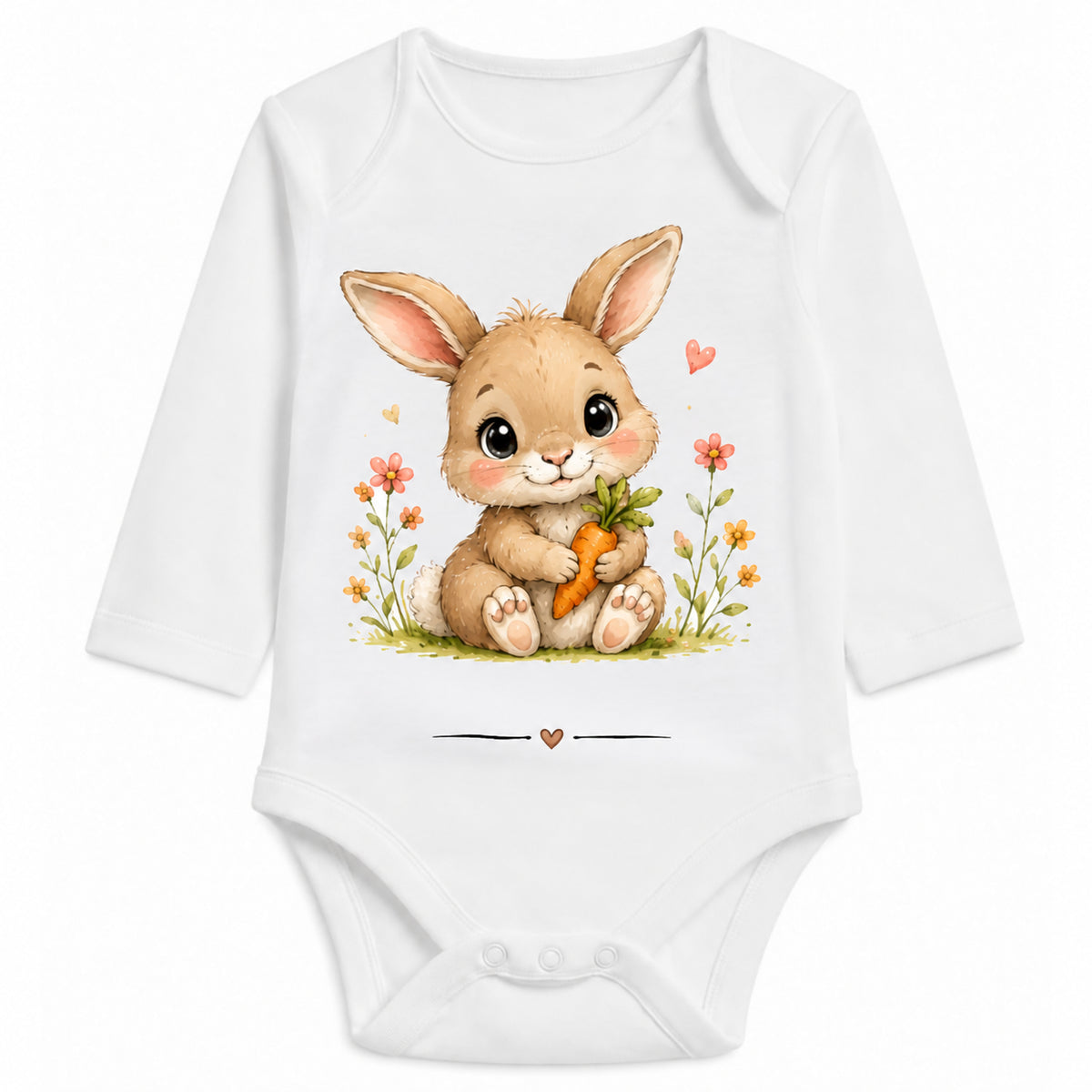 Babybody Langarm – Tiermotiv Hase | mit Wunschname – Personalisierungsvorschau ohne Beispielname