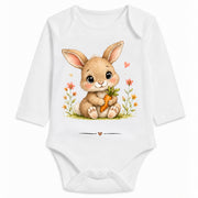 Babybody Langarm – Tiermotiv Hase | mit Wunschname – Personalisierungsvorschau ohne Beispielname
