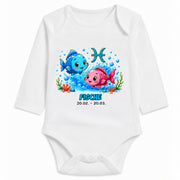 Babybody Langarm – Sternzeichen Fische | mit Wunschname – Motiv 2 – Personalisierungsvorschau ohne Beispielname