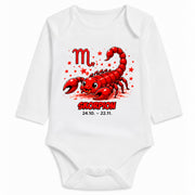 Babybody Langarm – Sternzeichen Skorpion | mit Wunschname – Motiv 2 – Personalisierungsvorschau ohne Beispielname
