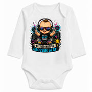 Babybody Langarm – Junge Techno – Kleiner Körper großer Beat | mit Wunschname – Personalisierungsvorschau ohne Beispielname