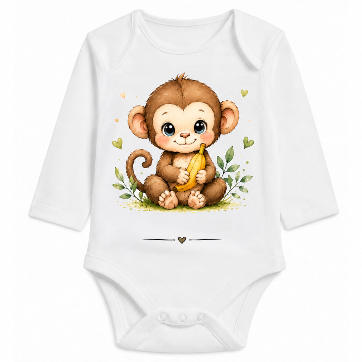Babybody Langarm – Tiermotiv Affe | mit Wunschname – Personalisierungsvorschau ohne Beispielname