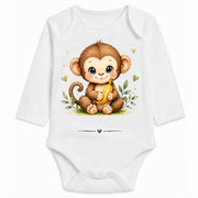 Babybody Langarm – Tiermotiv Affe | mit Wunschname – Personalisierungsvorschau ohne Beispielname