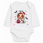 Babybody Langarm – Halloween – Gespenst | mit Wunschname – Motiv 2 – Personalisierungsvorschau ohne Beispielname