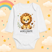 Babybody Langarm – Tiermotiv Löwe | mit Wunschname – Produktansicht