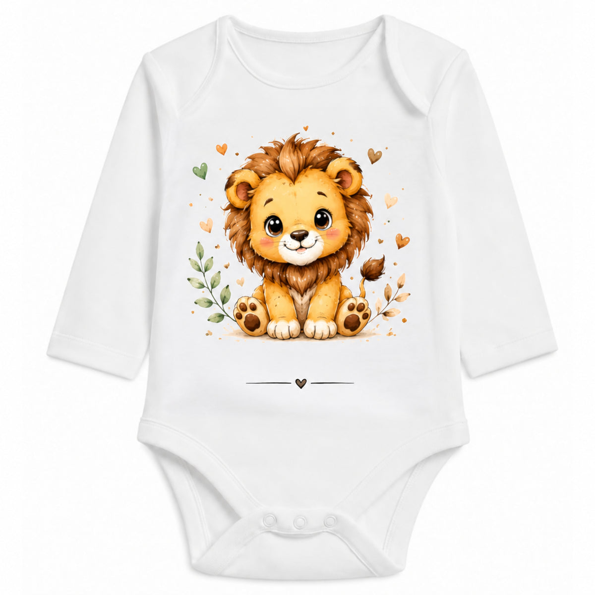 Babybody Langarm – Tiermotiv Löwe | mit Wunschname – Personalisierungsvorschau ohne Beispielname
