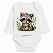 Babybody Langarm – Tiermotiv Waschbär | mit Wunschname – Personalisierungsvorschau ohne Beispielname