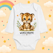 Babybody Langarm – Tiermotiv Tiger | mit Wunschname – Produktansicht