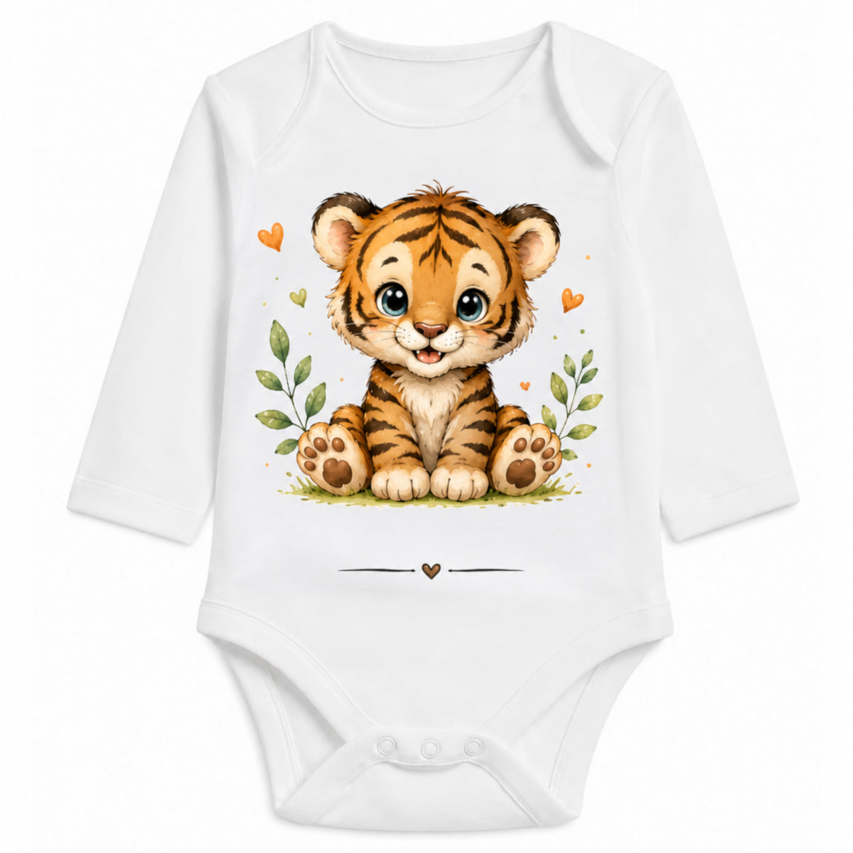 Babybody Langarm – Tiermotiv Tiger | mit Wunschname – Personalisierungsvorschau ohne Beispielname