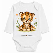 Babybody Langarm – Tiermotiv Tiger | mit Wunschname – Personalisierungsvorschau ohne Beispielname