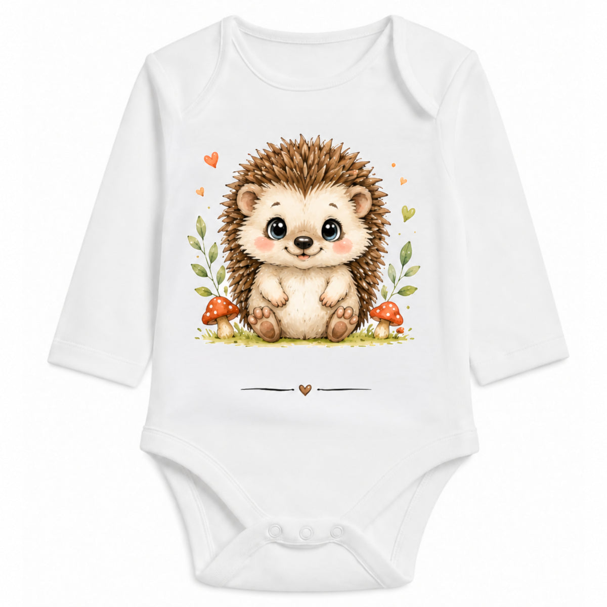 Babybody Langarm – Tiermotiv Igel | mit Wunschname – Personalisierungsvorschau ohne Beispielname