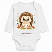 Babybody Langarm – Tiermotiv Igel | mit Wunschname – Personalisierungsvorschau ohne Beispielname