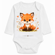 Babybody Langarm – Tiermotiv Fuchs | mit Wunschname – Personalisierungsvorschau ohne Beispielname