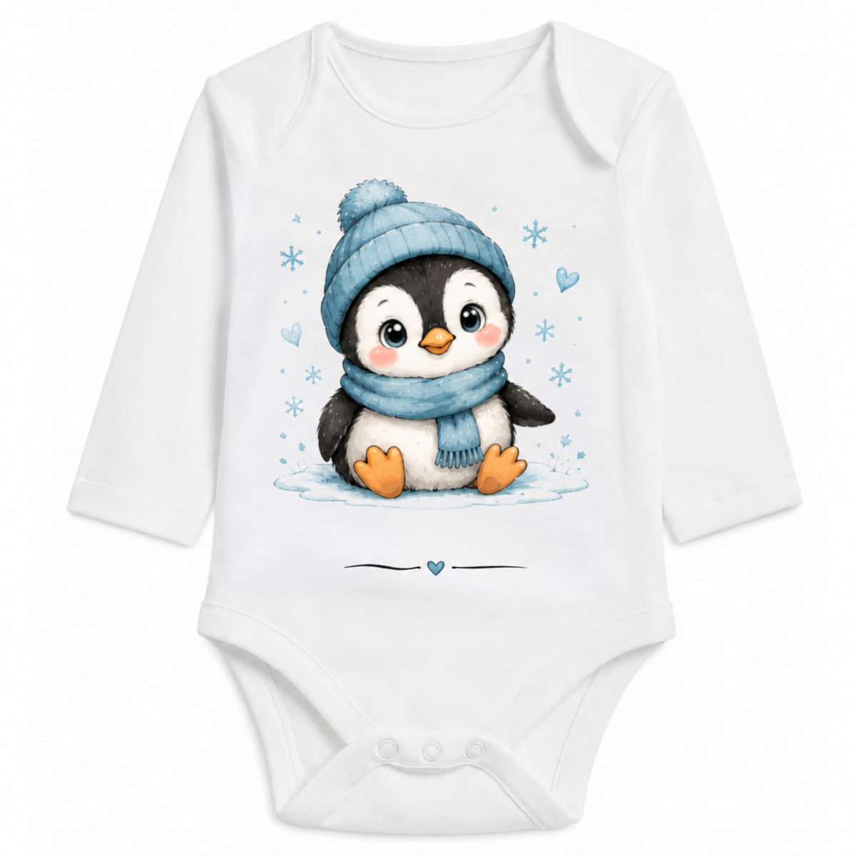 Babybody Langarm – Tiermotiv Pinguin | mit Wunschname – Personalisierungsvorschau ohne Beispielname