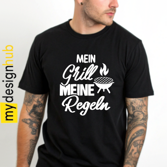 Tshirt Spruch "Mein Grill meine Regeln" Motiv funshirt