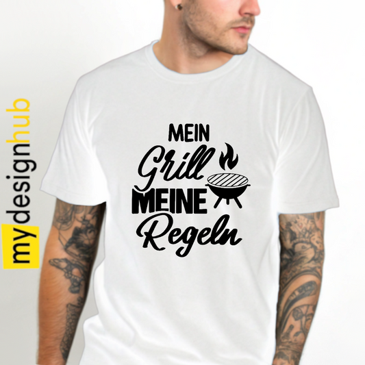 Tshirt Spruch "Mein Grill meine Regeln" Motiv funshirt