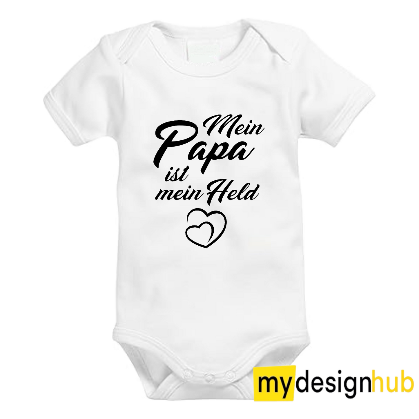 Babybody mit Aufdruck Motiv Mein Papa ist mein Held Spruch Lustig Kurzarm