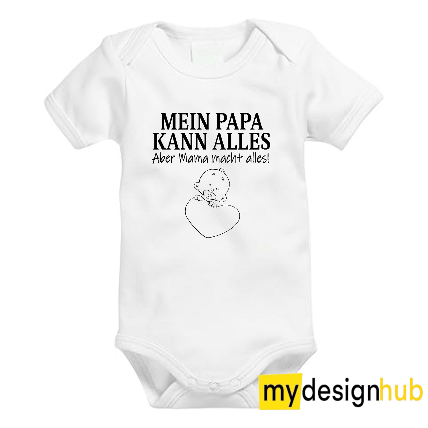 Babybody mit Aufdruck Motiv Mein Papa kann alles aber Mama macht alles Spruch Lustig Kurzarm