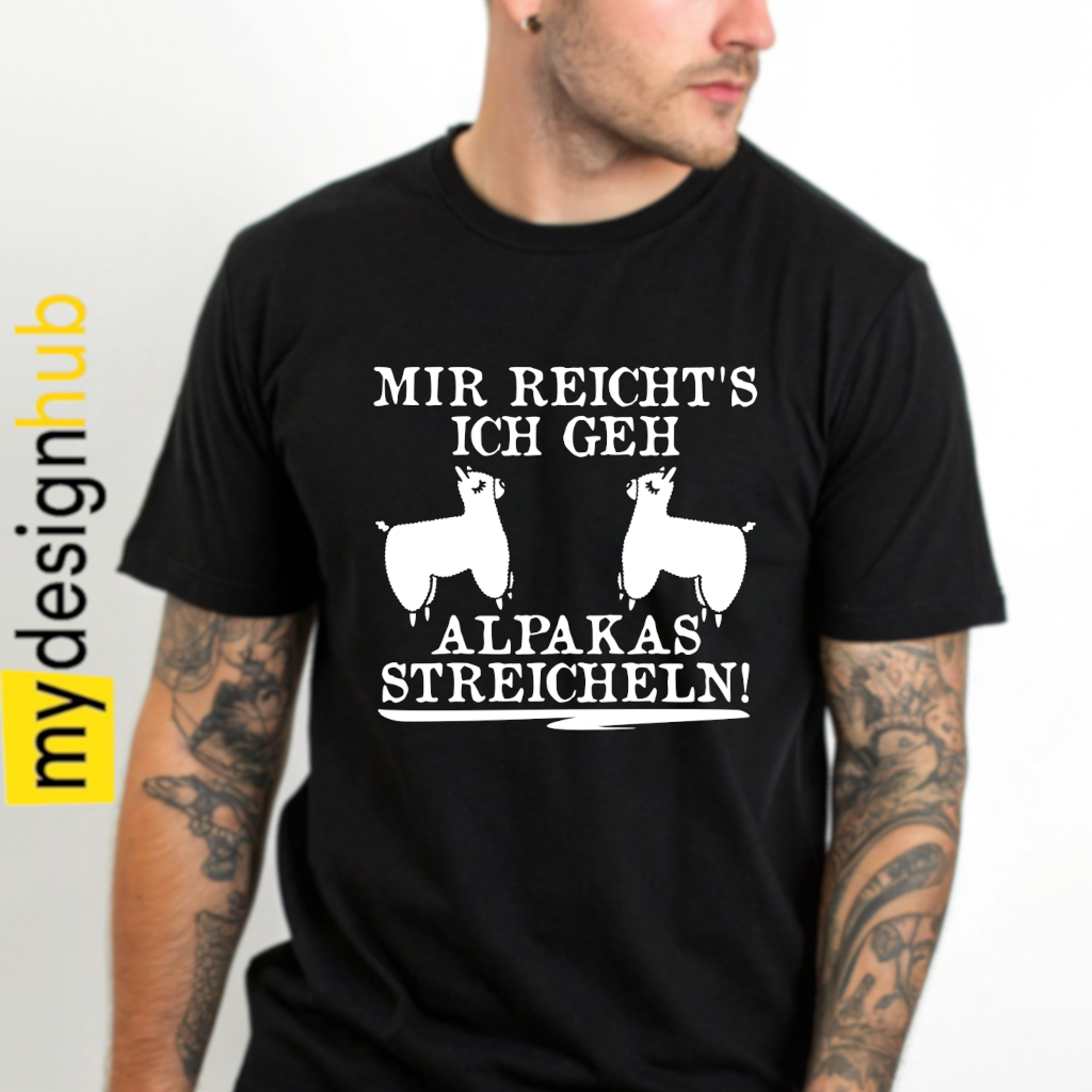 Tshirt Spruch "Mir reichts ich geh Alpakas streicheln" Motiv funshirt
