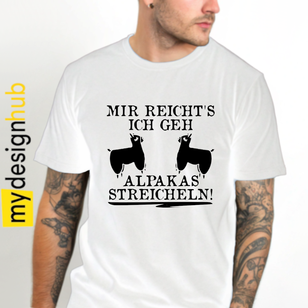 Tshirt Spruch "Mir reichts ich geh Alpakas streicheln" Motiv funshirt