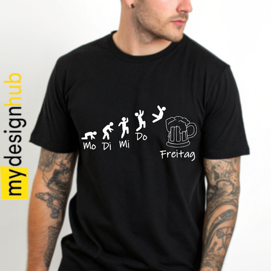 Tshirt Spruch "Mo Di Mi Do Freitag" Bier Motiv funshirt