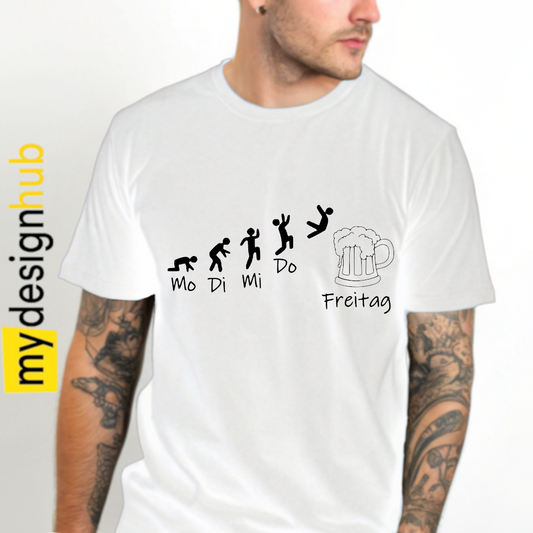 Tshirt Spruch "Mo Di Mi Do Freitag" Bier Motiv funshirt