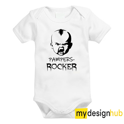Babybody mit Aufdruck Motiv Pampers Rocker Spruch Lustig Kurzarm