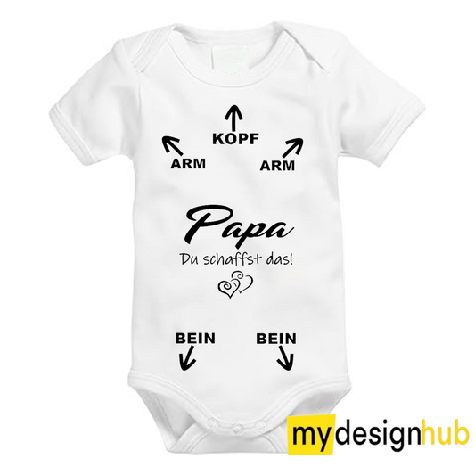 Babybody mit Aufdruck Motiv Papa du schaffst das Spruch Lustig Kurzarm