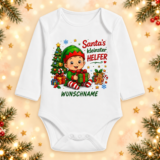 Babybody Weihnachten – Santa’s kleinster Helfer mit Wunschname
