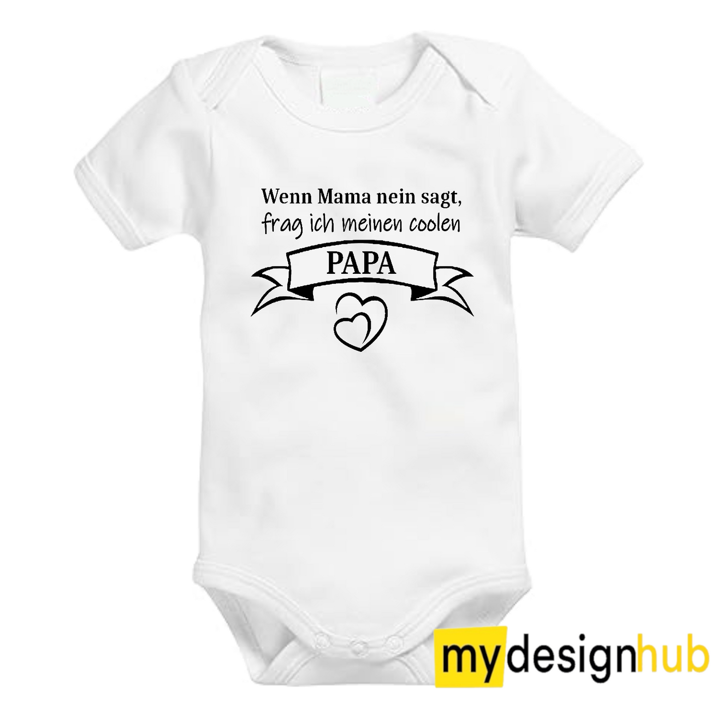 Babybody mit Aufdruck Motiv Wenn Mama nein sagt frag ich meinen coolen Papa Spruch Lustig Kurzarm