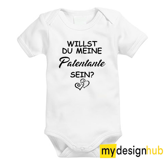 Babybody mit Aufdruck Motiv Willst du meine Patentante sein Spruch Lustig Kurzarm