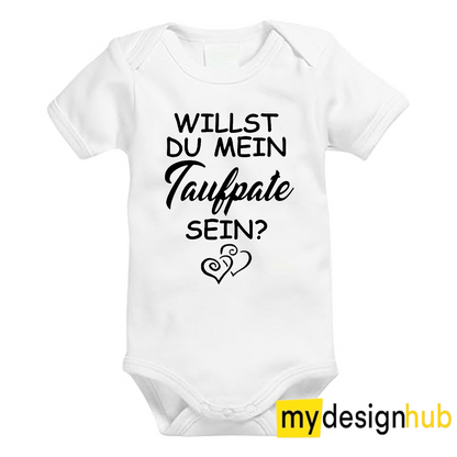 Babybody mit Aufdruck Motiv Willst du mein Taufpate sein Spruch Lustig Kurzarm
